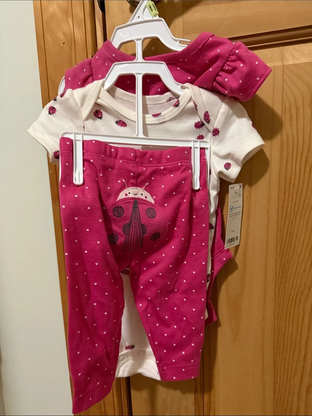 Carter's Pink Heart ladybug Print Baby Set